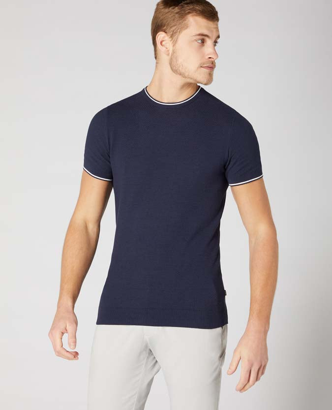 Slim Fit Knitted Cotton T Shirt