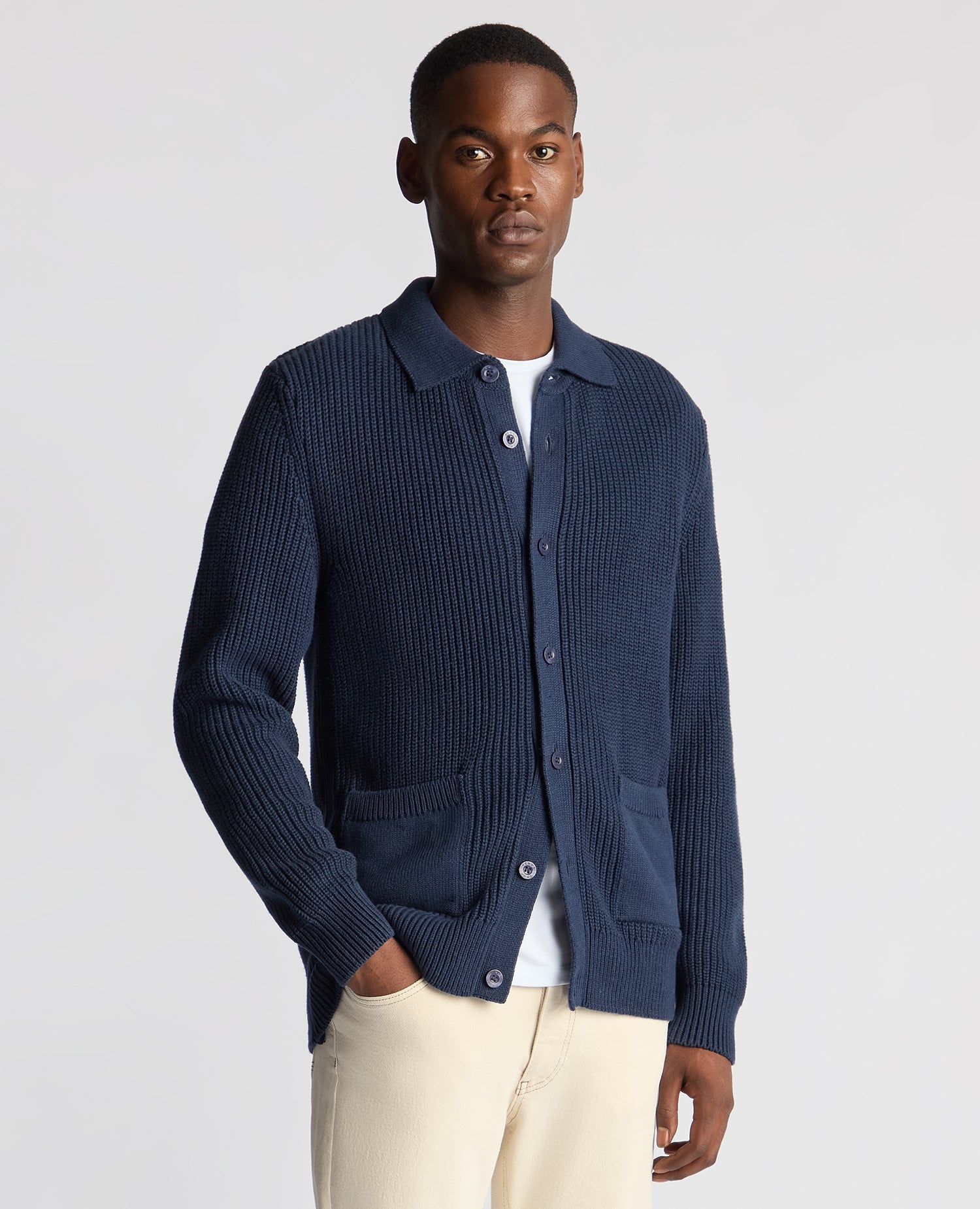 Tapered Fit Chunky Knit Cardigan Remus Uomo