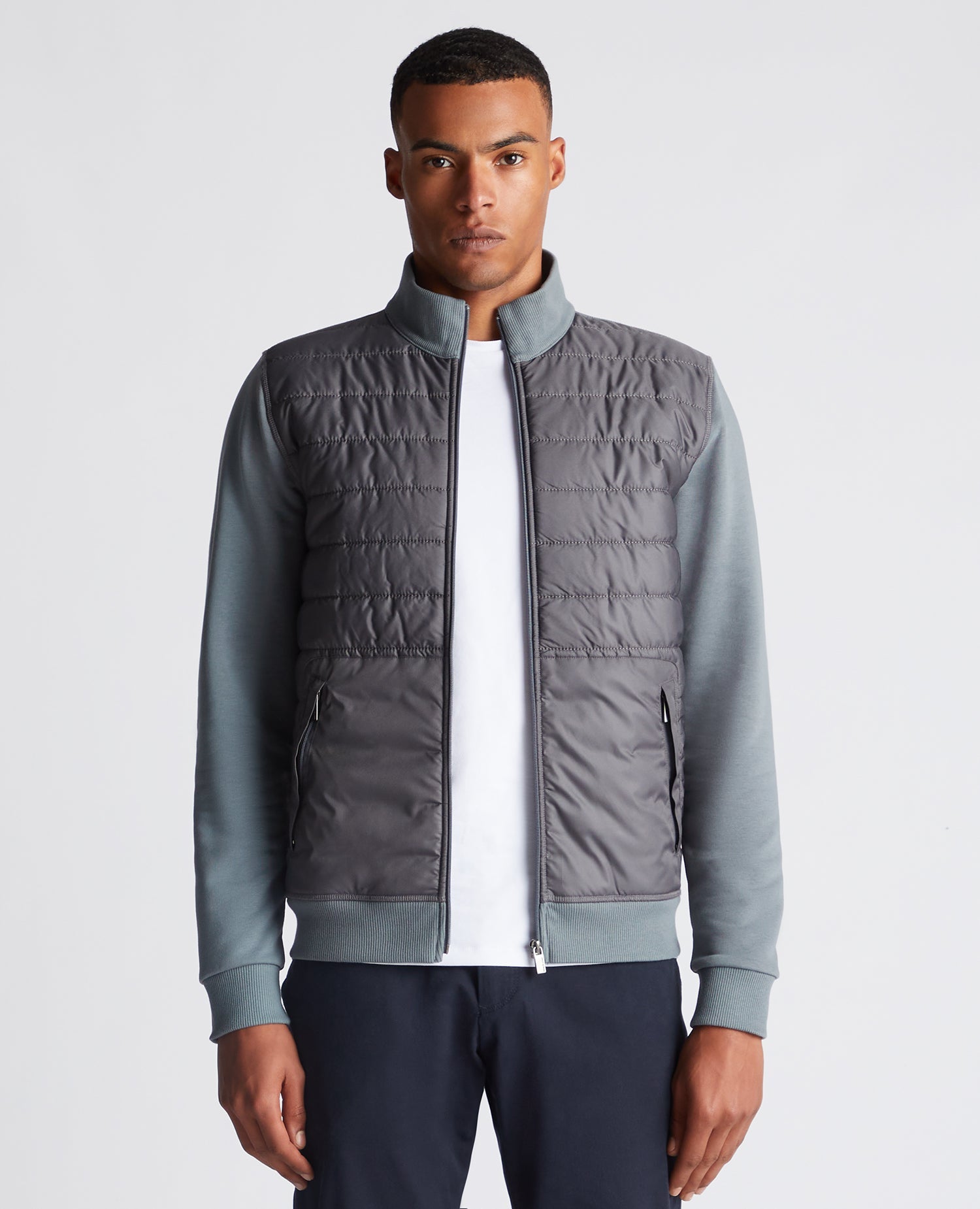 Quilted full zip sweatshirt sale