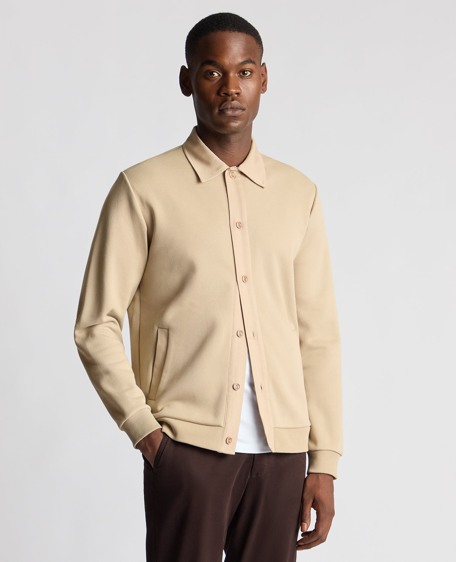 Tapered Fit Cotton Stretch Cardigan