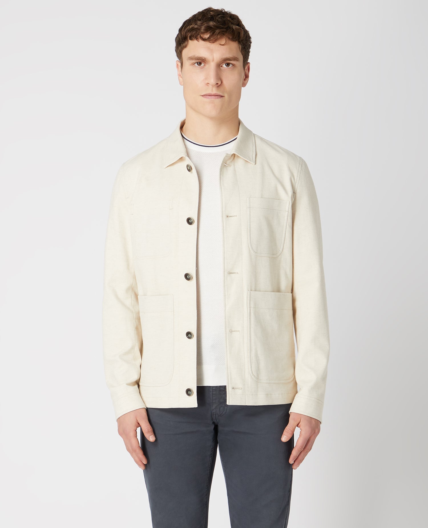 Slim Fit Cotton Rich Stretch Overshirt Jacket