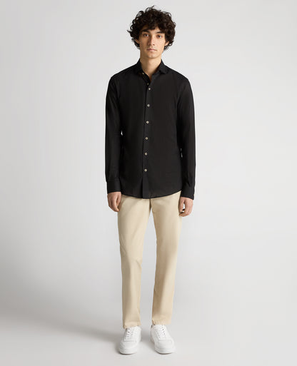 Tapered Fit Cotton-Linen Blend Shirt