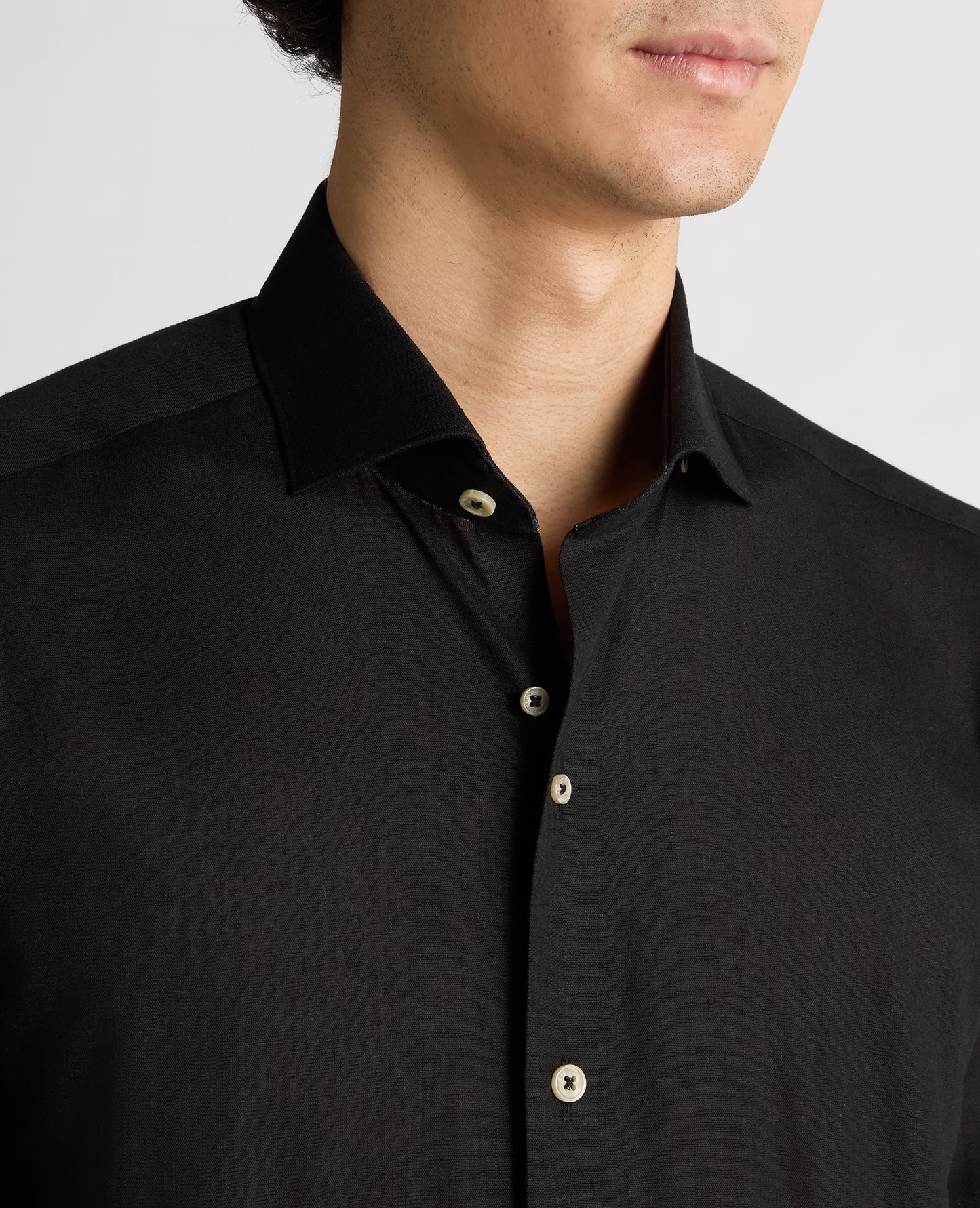 Tapered Fit Cotton-Linen Blend Shirt