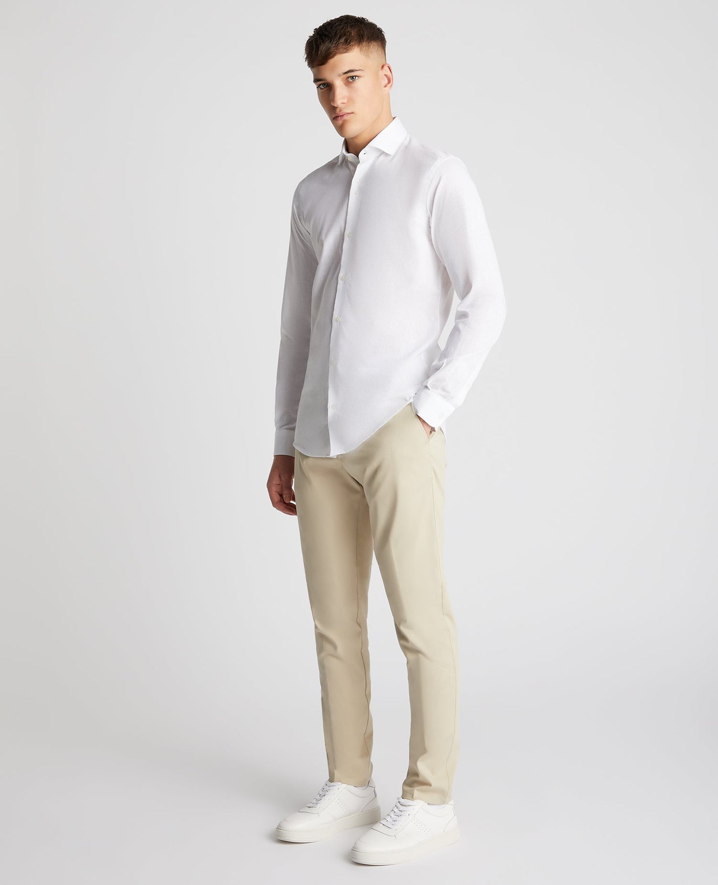 Tapered Fit Cotton Linen Mix Shirt