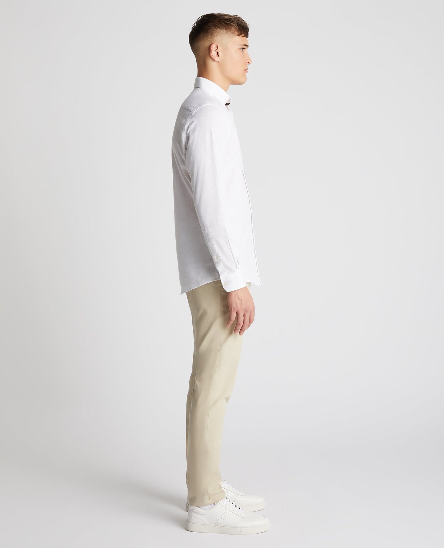 Tapered Fit Cotton Linen Mix Shirt