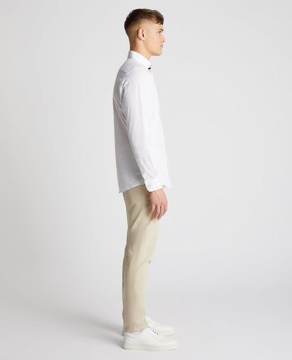 Tapered Fit Cotton Linen Mix Shirt