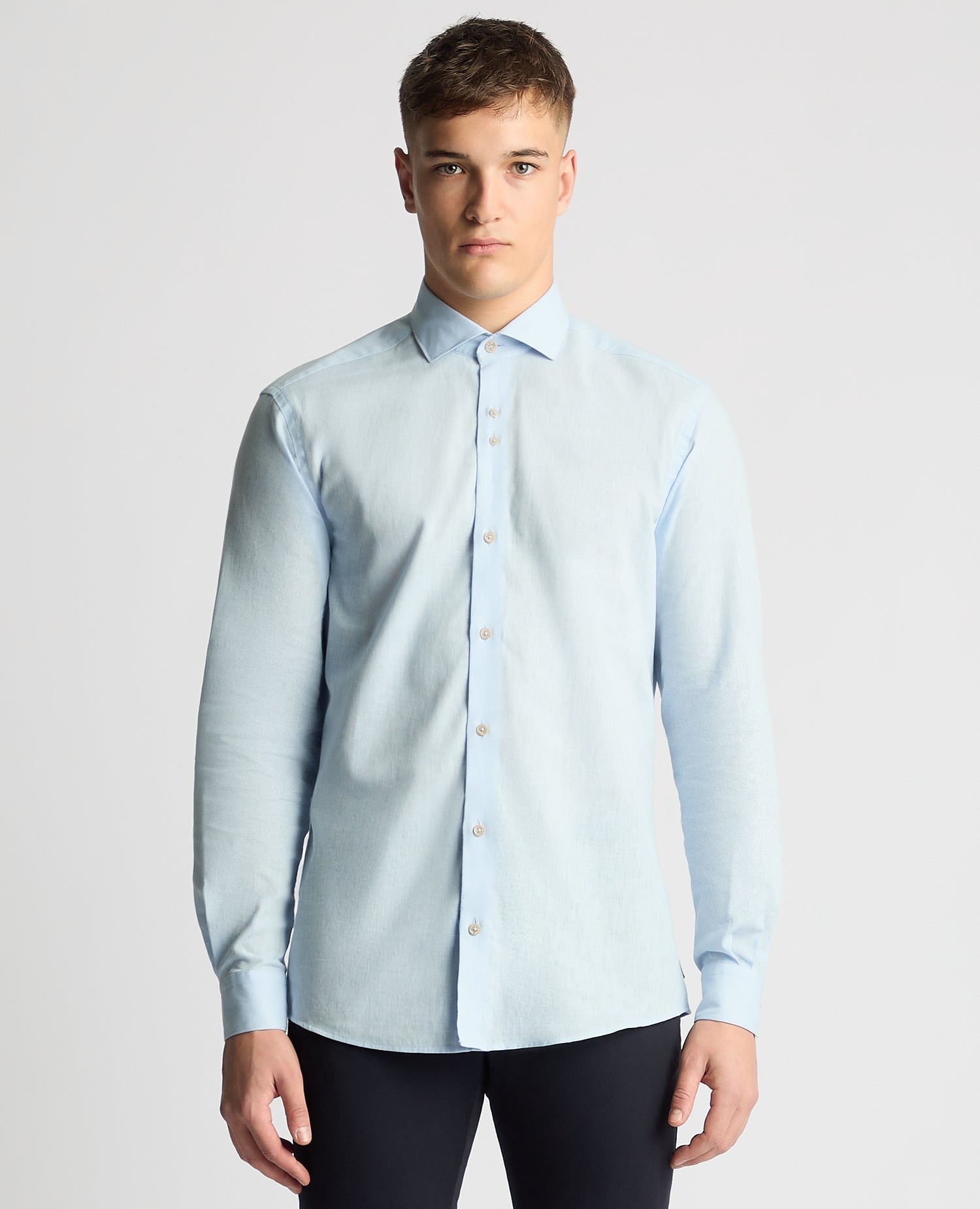 Tapered Fit Cotton Linen Mix Shirt