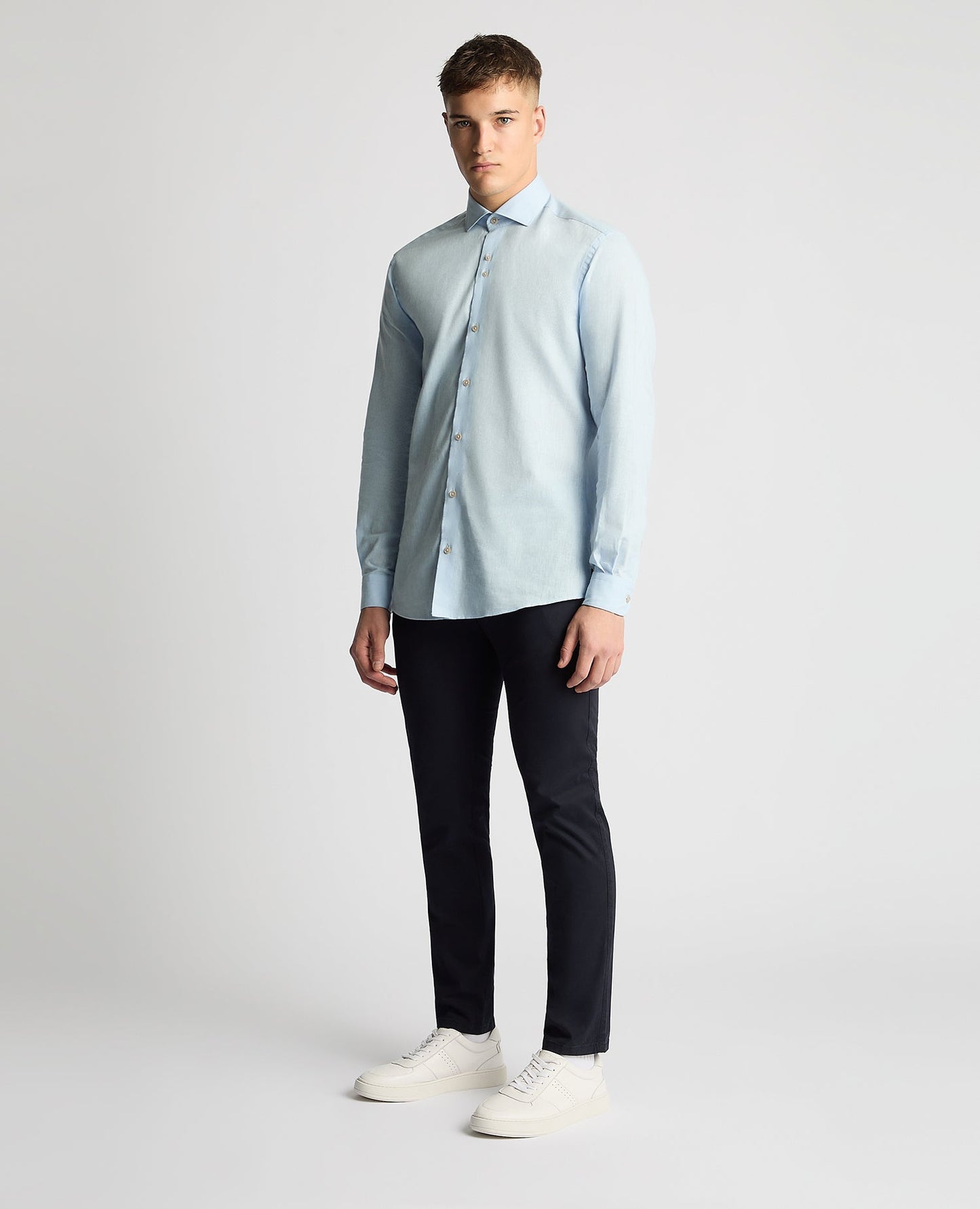 Tapered Fit Cotton Linen Mix Shirt