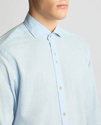 Tapered Fit Cotton Linen Mix Shirt