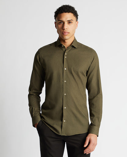 Tapered Fit Cotton Linen Mix Shirt