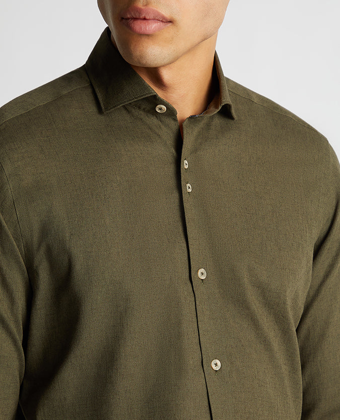 Tapered Fit Cotton Linen Mix Shirt