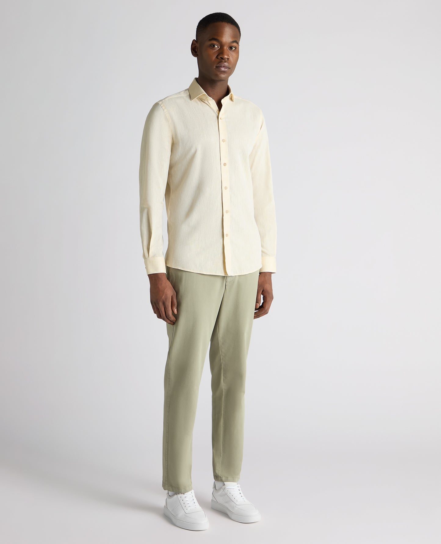 Tapered Fit Cotton-Linen Blend Shirt