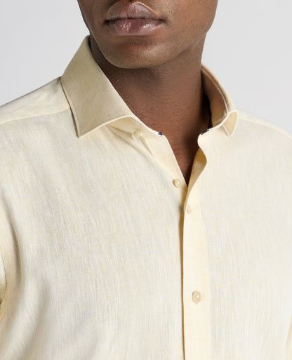 Tapered Fit Cotton-Linen Blend Shirt