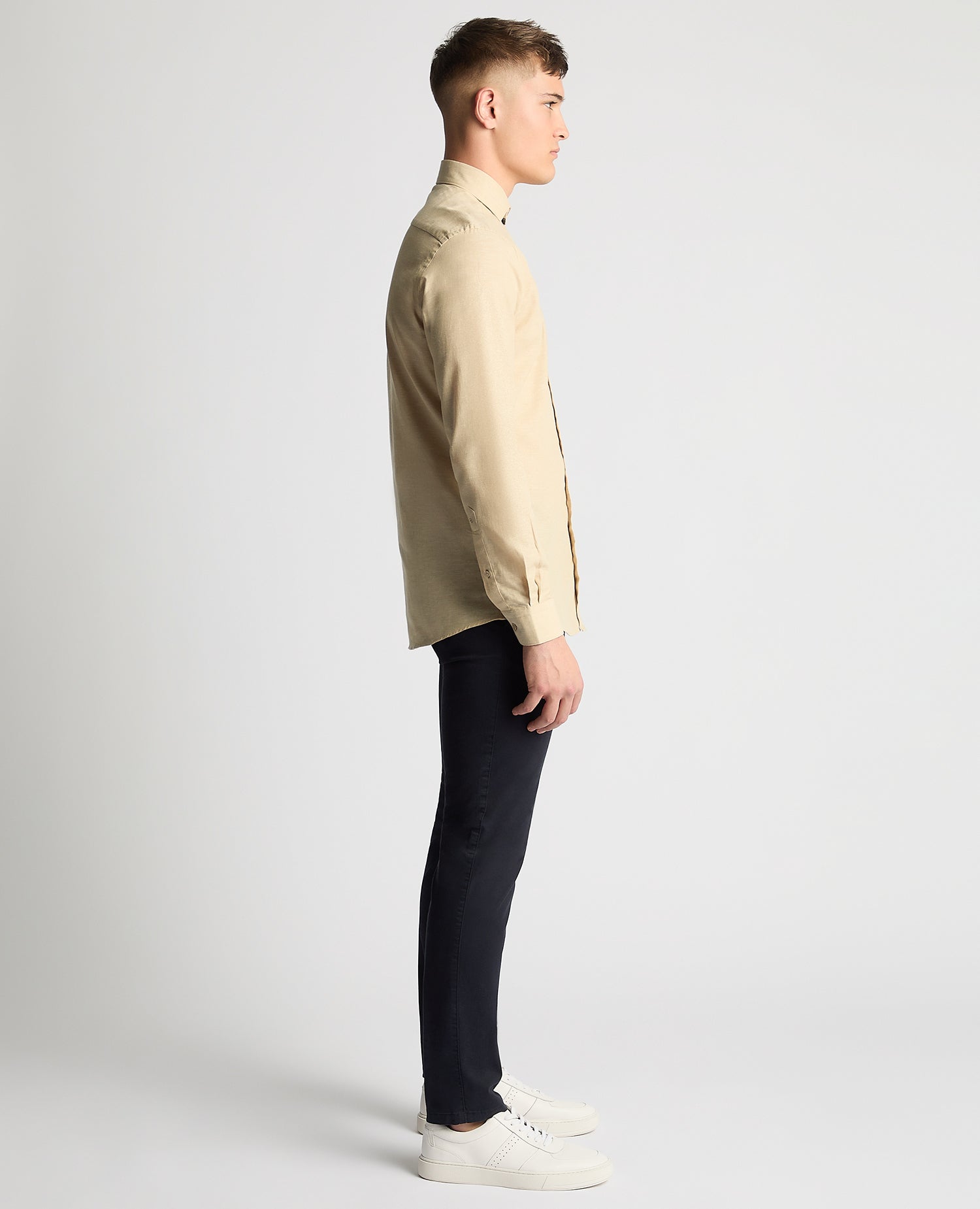 Tapered Fit Cotton Linen Mix Shirt