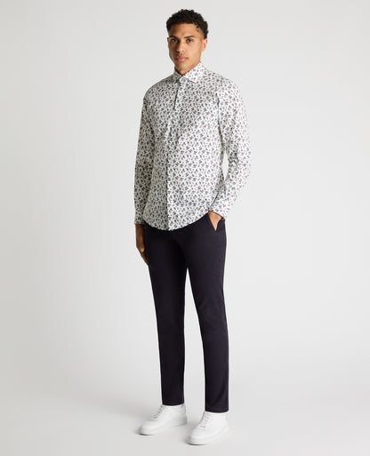 Tapered Fit Floral Cotton-Stretch Shirt