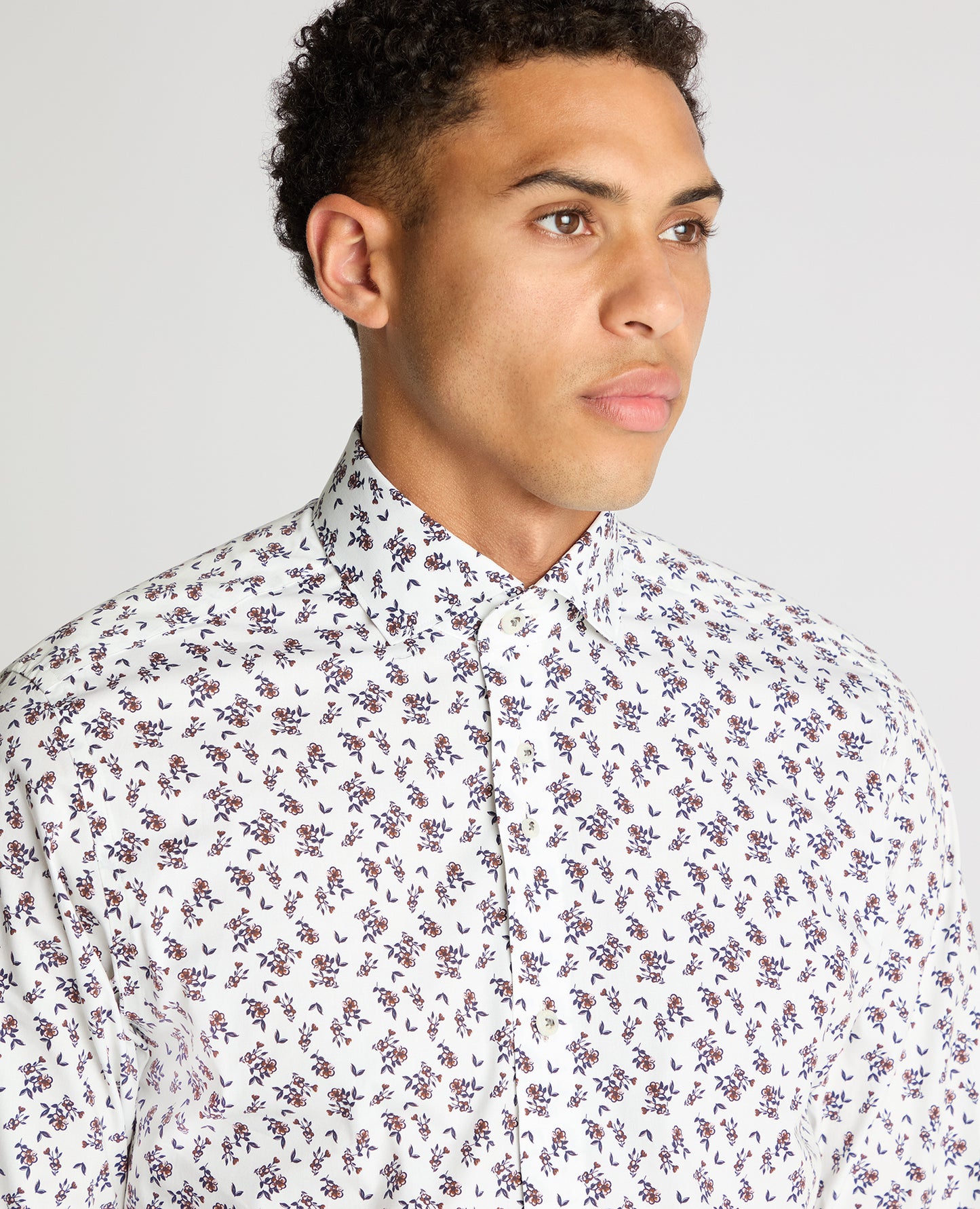 Tapered Fit Floral Cotton-Stretch Shirt