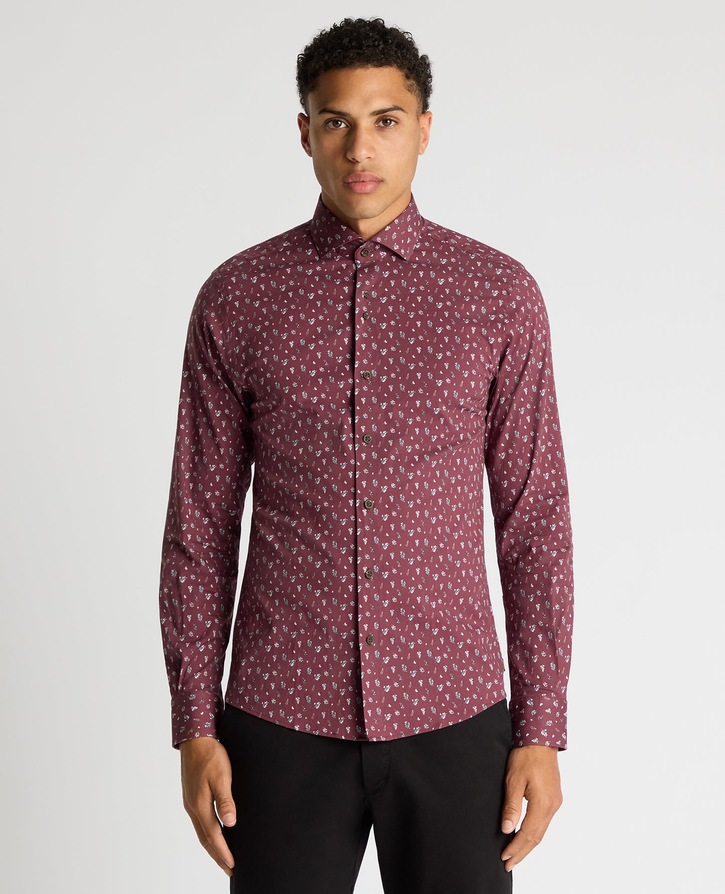 Tapered Fit Floral Cotton-Stretch Shirt