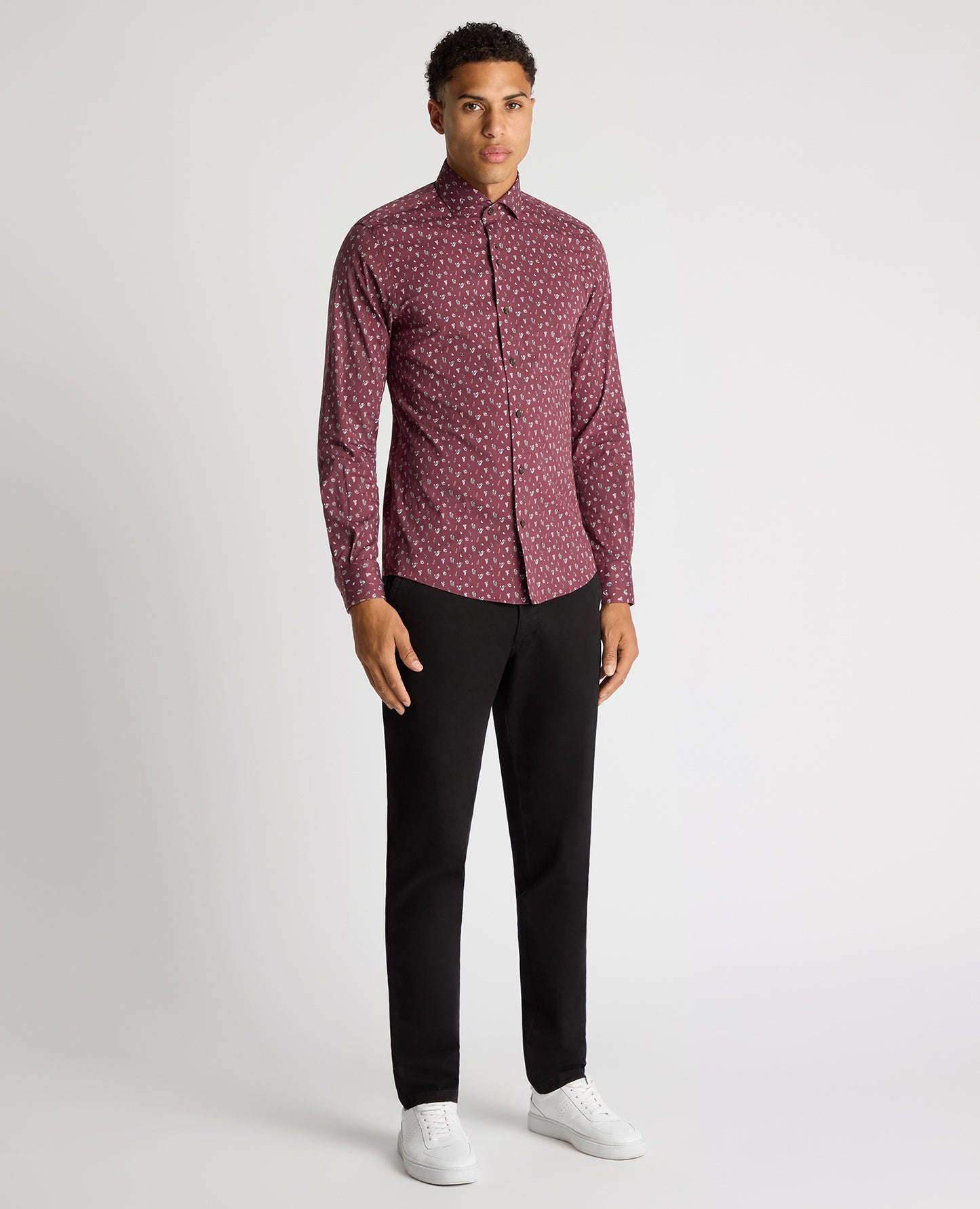 Tapered Fit Floral Cotton-Stretch Shirt