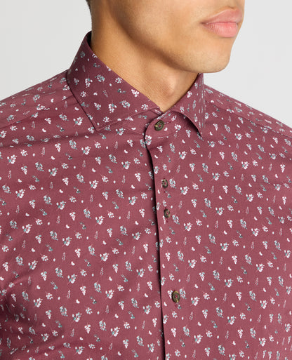 Tapered Fit Floral Cotton-Stretch Shirt