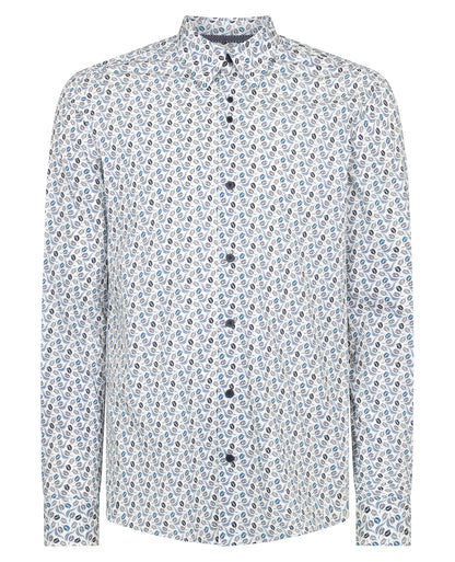 Slim Fit Floral Print Cotton Stretch Shirt