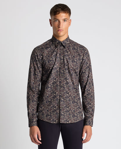 Slim Fit Floral Print Cotton Shirt