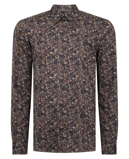 Slim Fit Floral Print Cotton Shirt