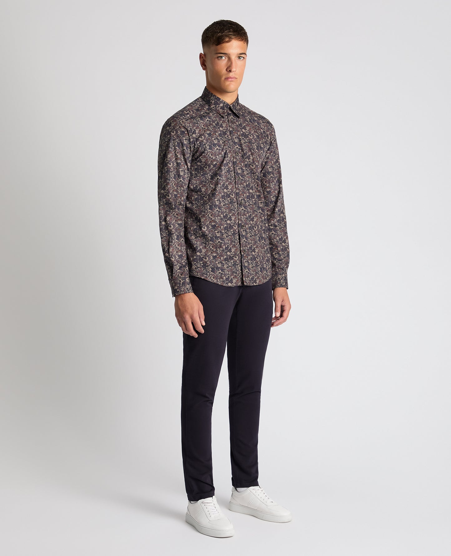 Slim Fit Floral Print Cotton Shirt