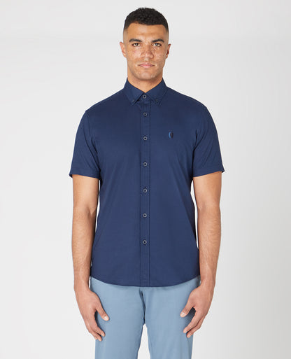 Tapered Fit Oxford Cotton Short Sleeve Shirt