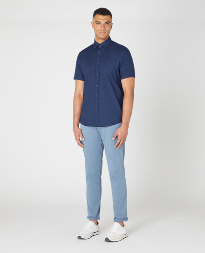 Tapered Fit Oxford Cotton Short Sleeve Shirt