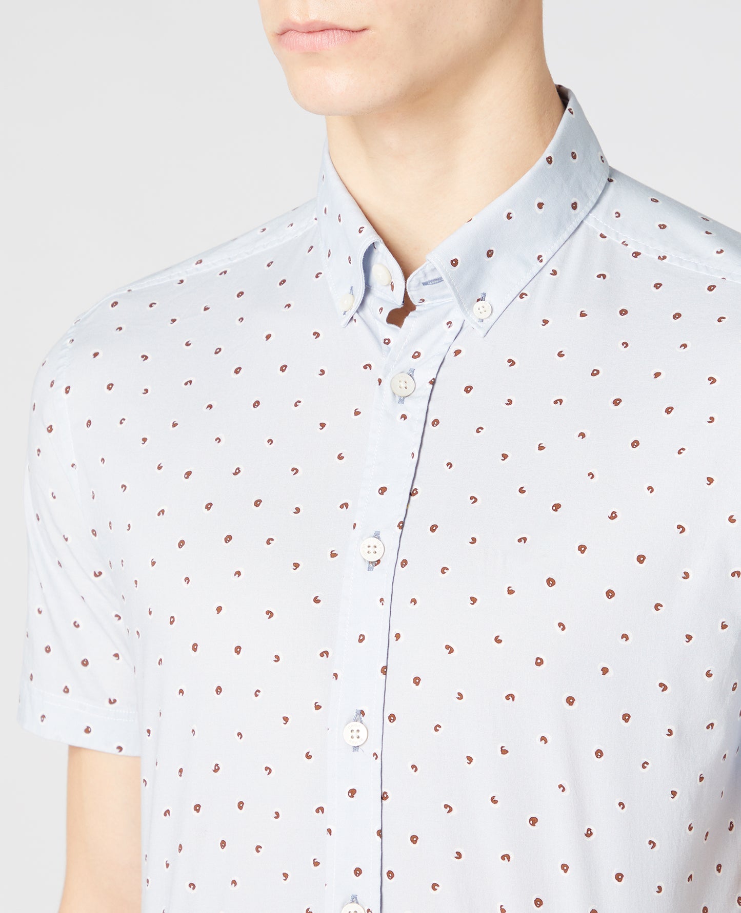 Tapered Fit Print Cotton Short Sleeve Shirt