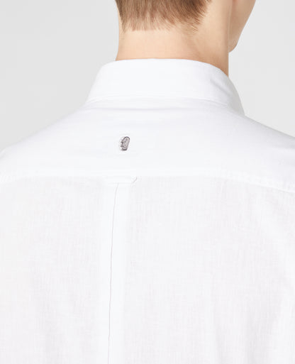 Tapered Fit Linen-Blend Short Sleeve Shirt