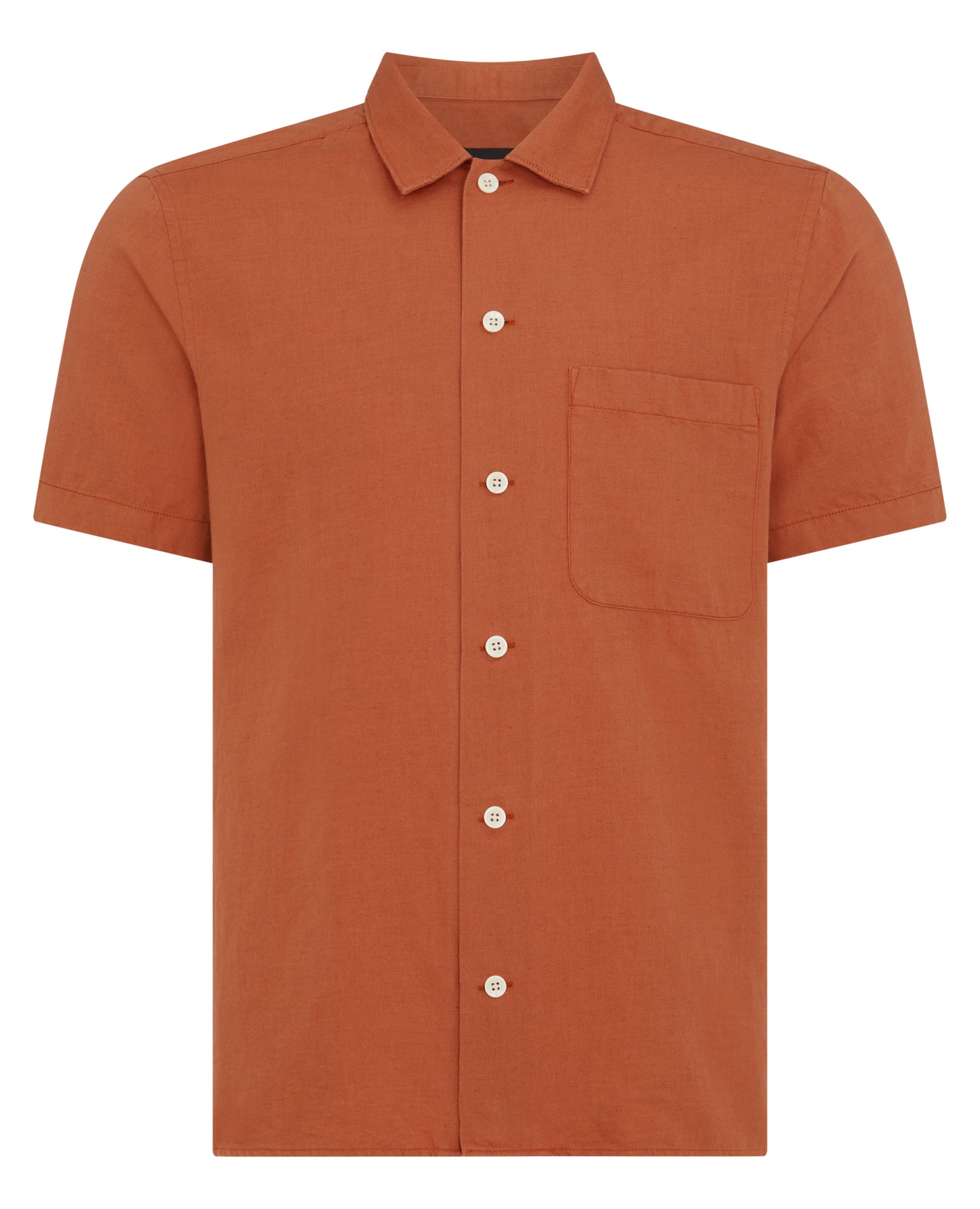 Tapered Fit Linen-Blend Short Sleeve Shirt