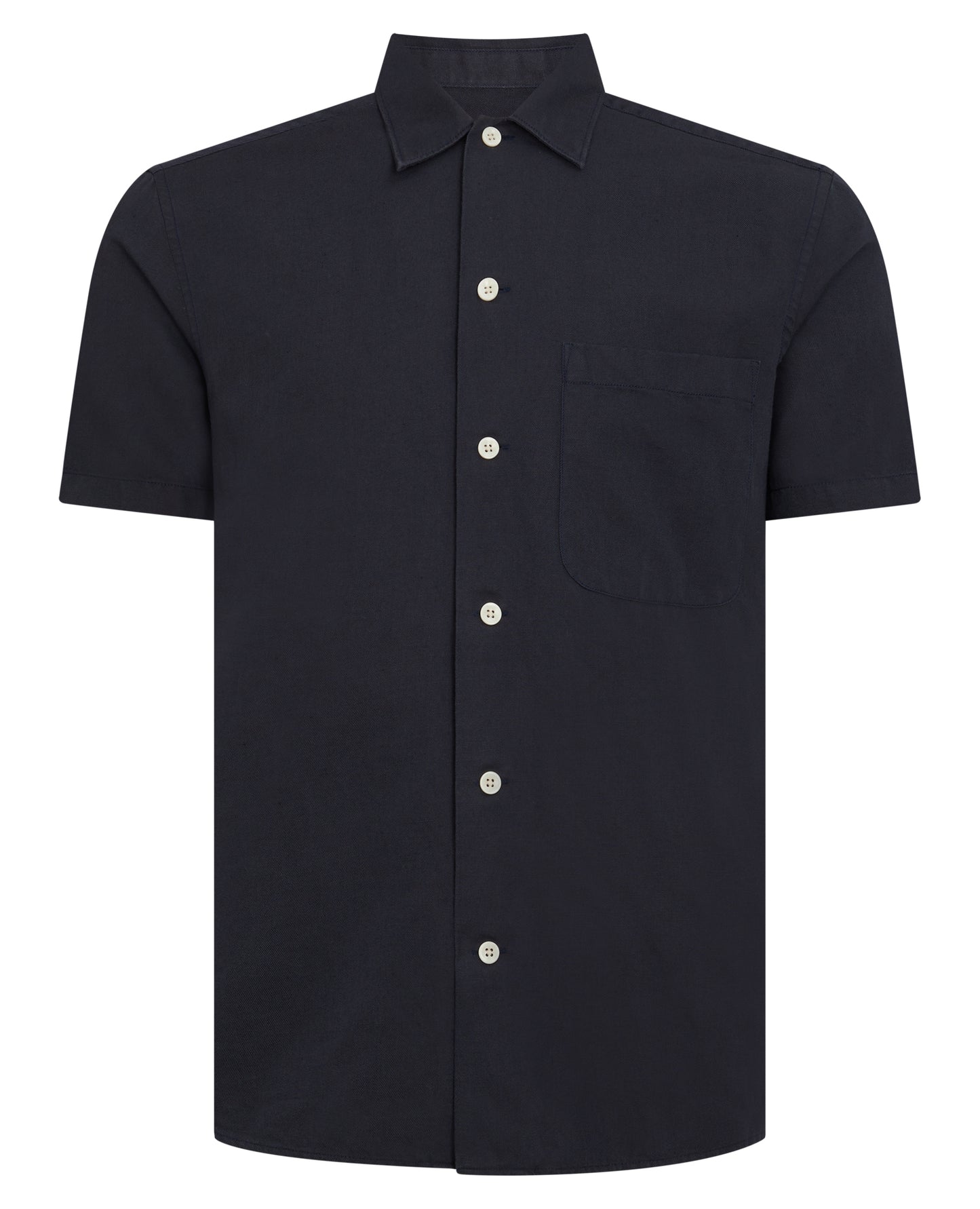 Tapered Fit Linen-Blend Short Sleeve Shirt