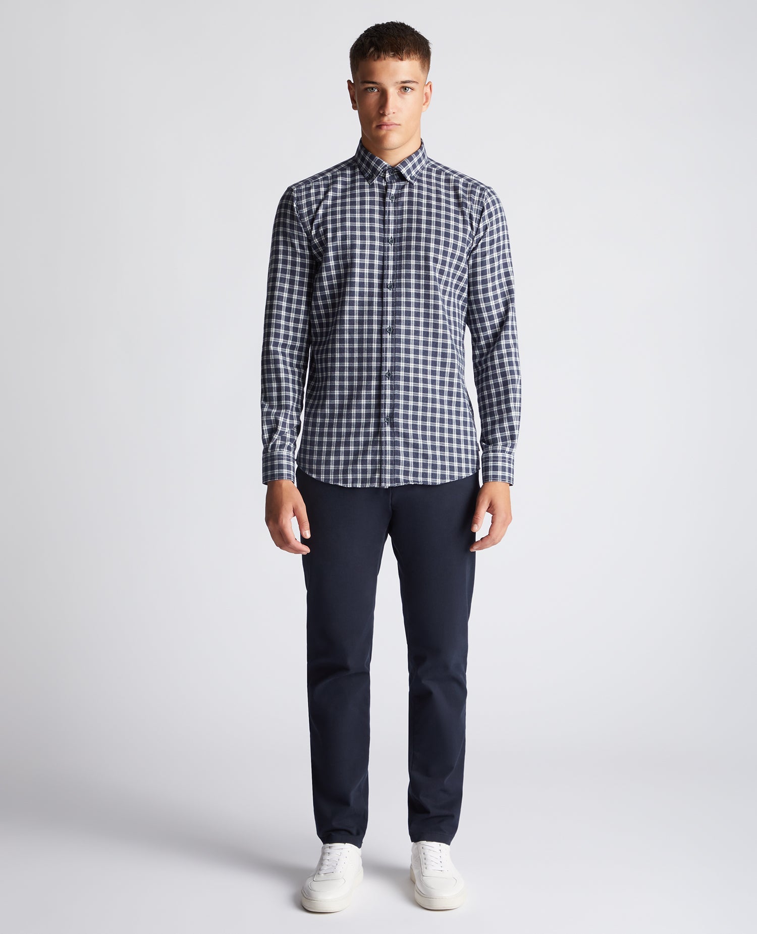 Tapered Fit Checked Cotton-Blend Shirt