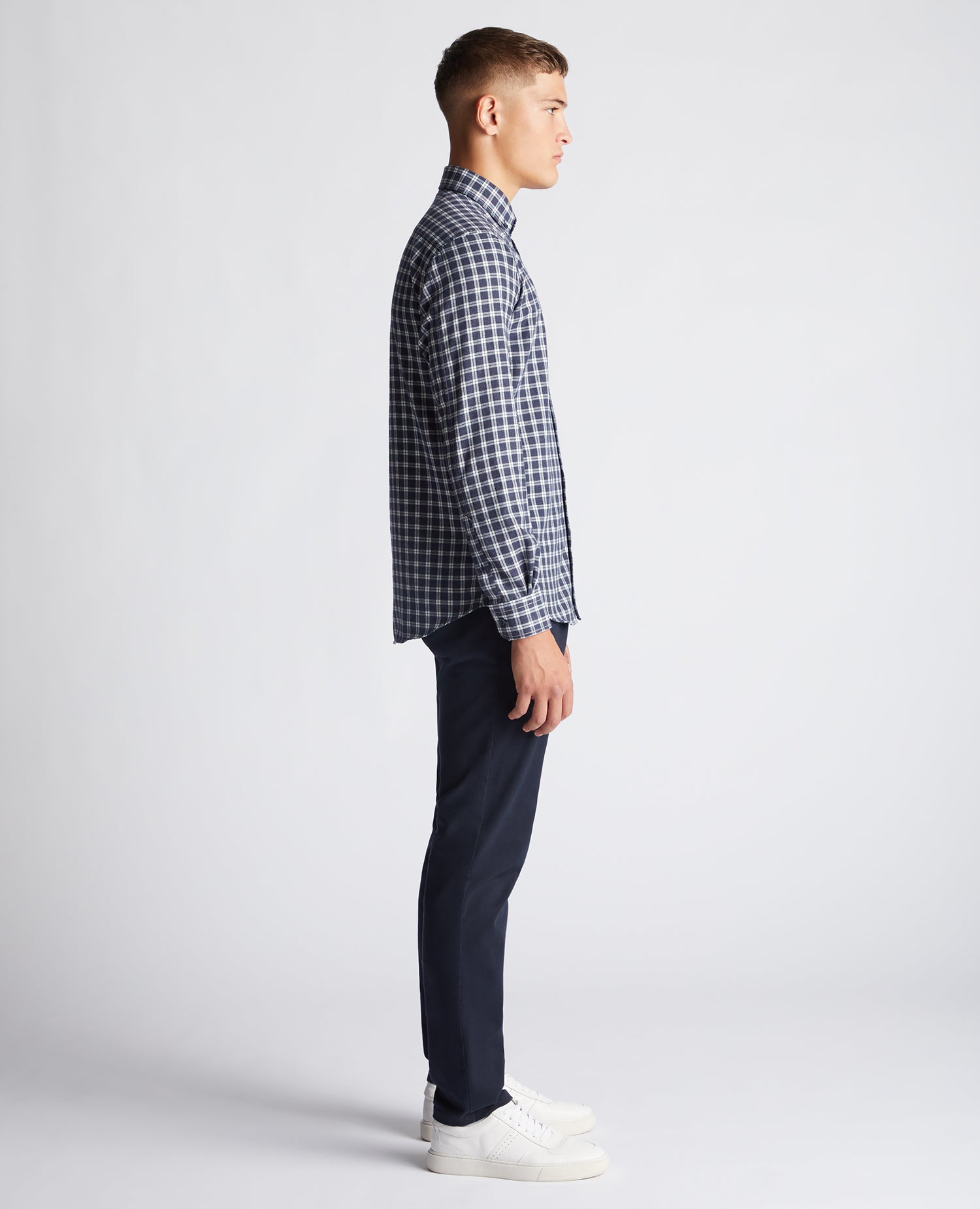 Tapered Fit Checked Cotton-Blend Shirt