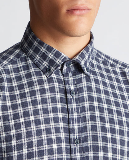 Tapered Fit Checked Cotton-Blend Shirt