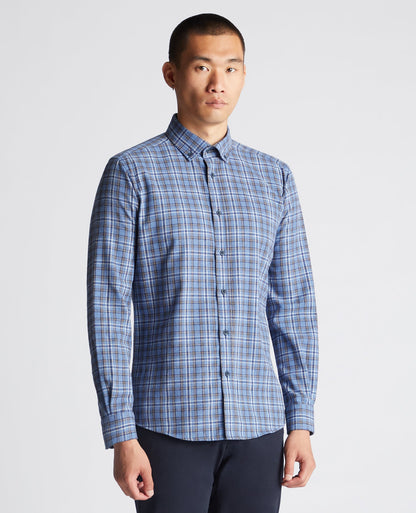 Tapered Fit Checked Cotton-Blend Shirt