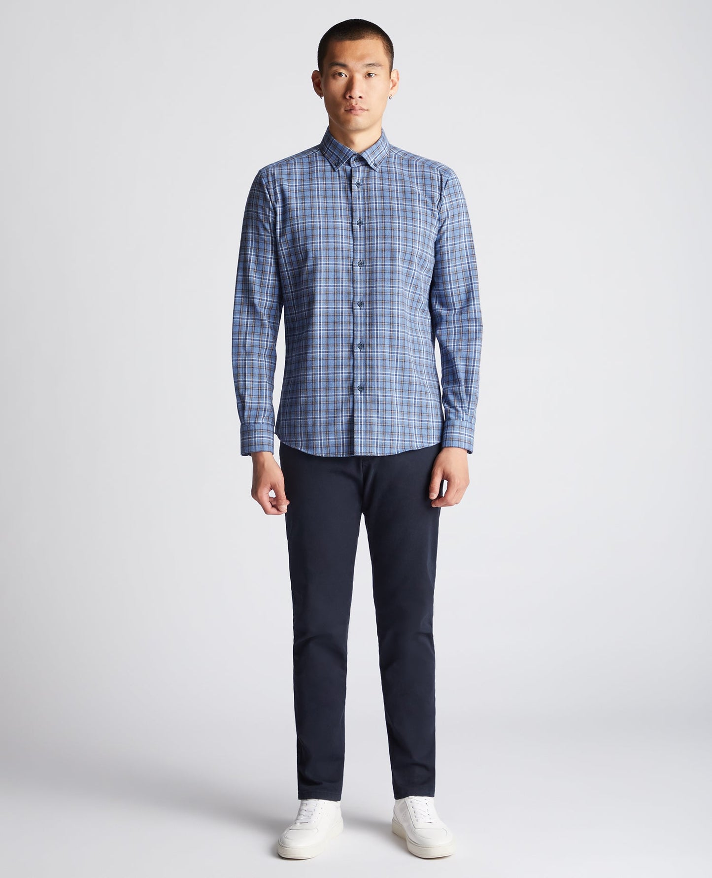 Tapered Fit Checked Cotton-Blend Shirt