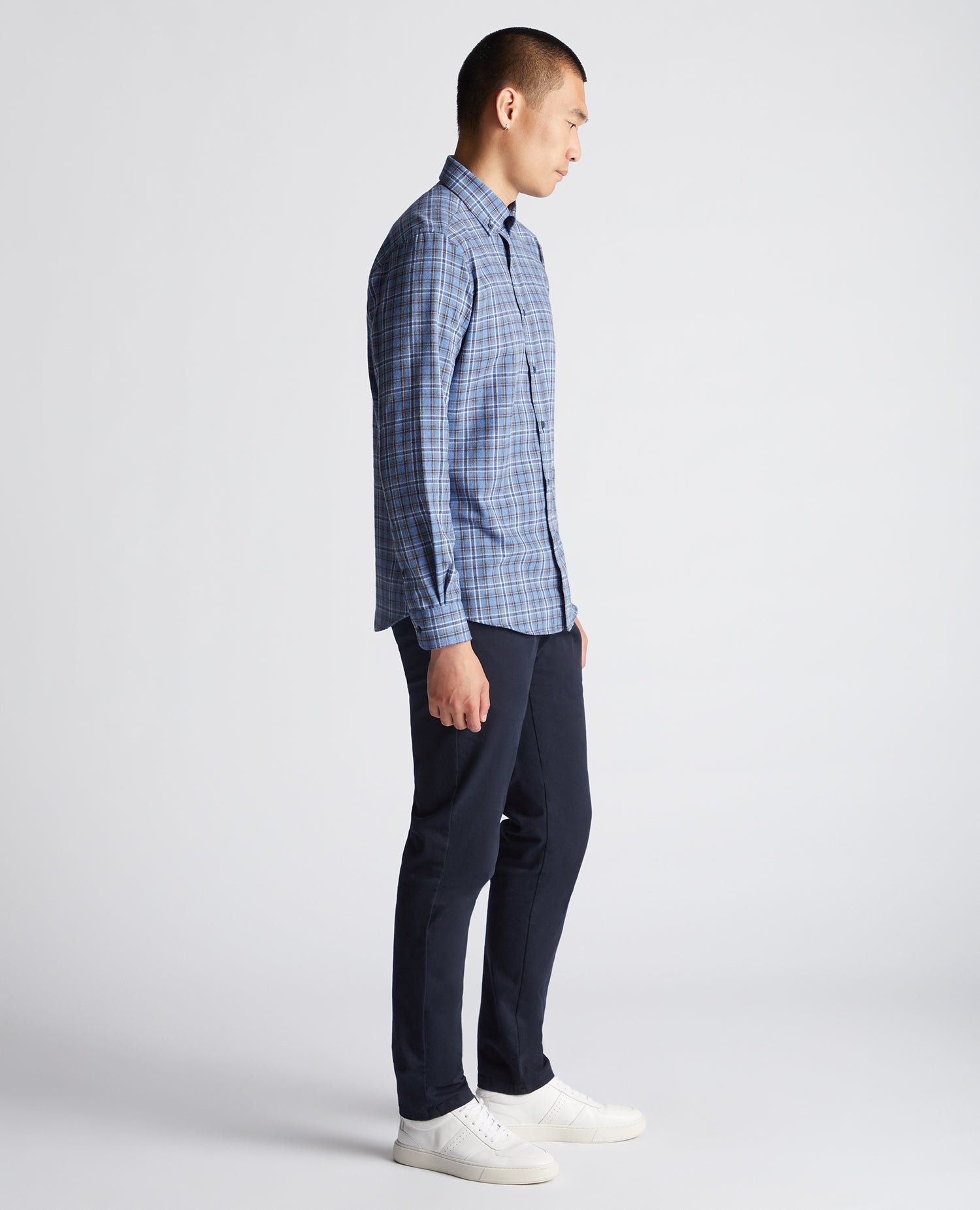 Tapered Fit Checked Cotton-Blend Shirt