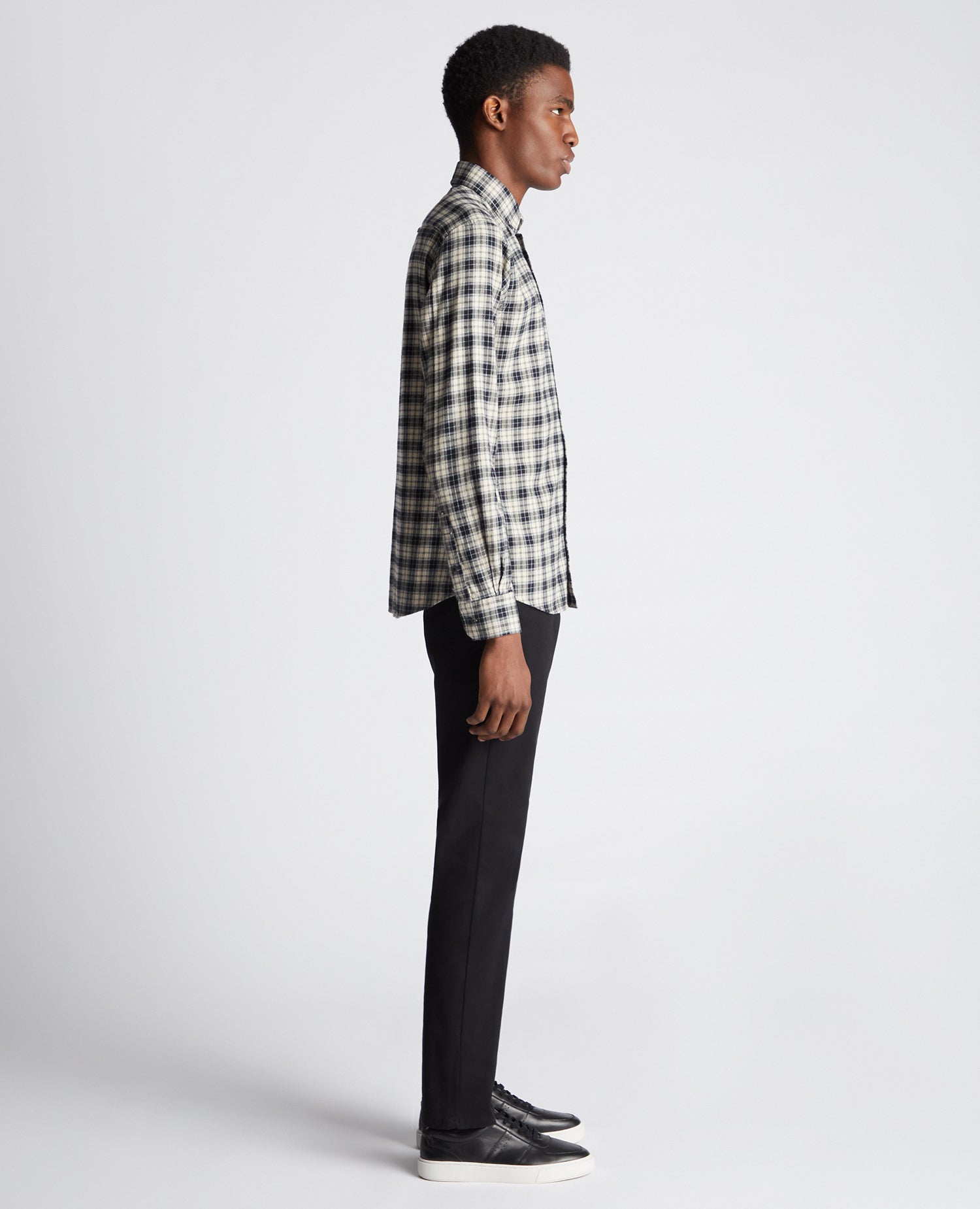 Tapered Fit Checked Cotton Shirt