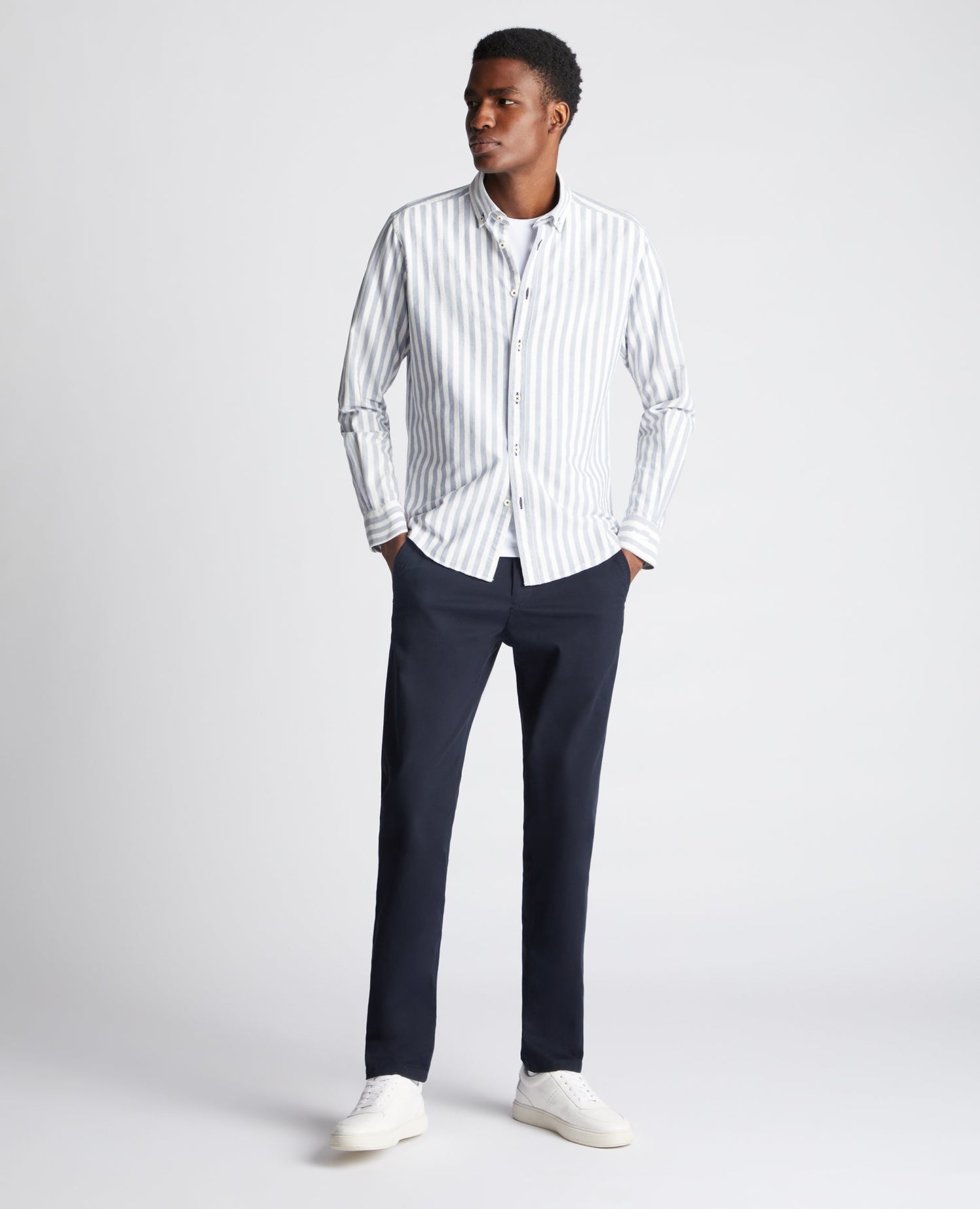 Tapered Fit Striped Cotton Shirt