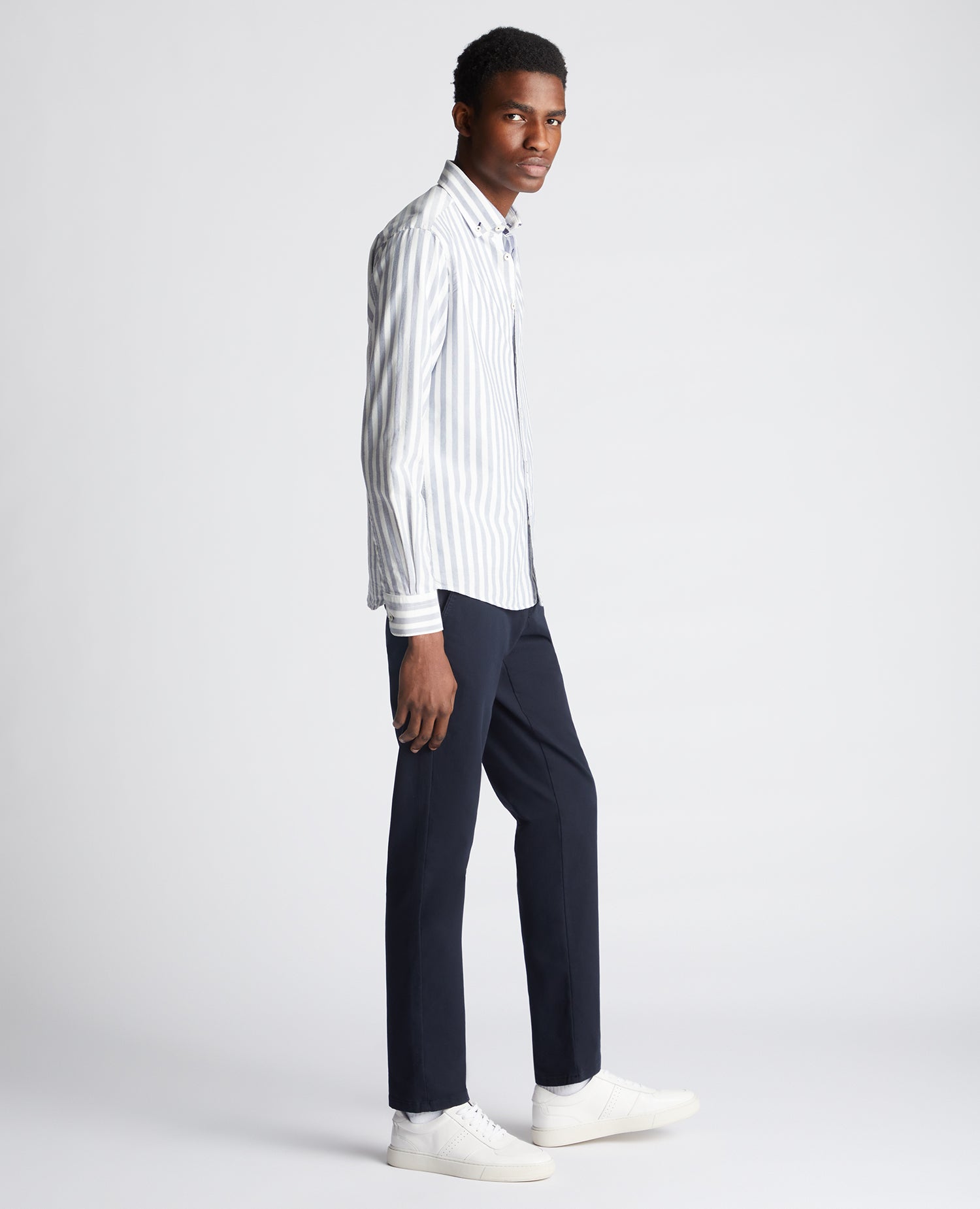 Tapered Fit Striped Cotton Shirt