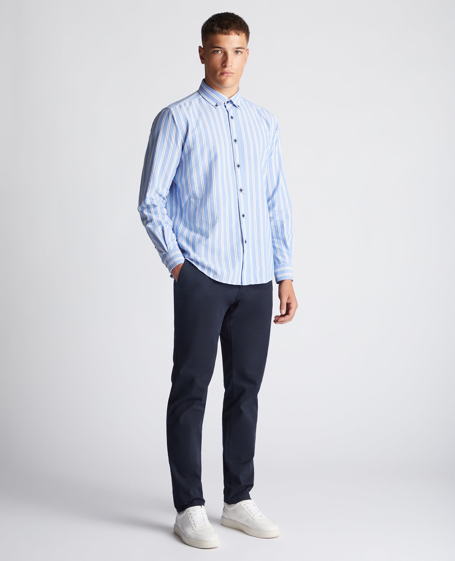 Tapered Fit Striped Cotton Shirt