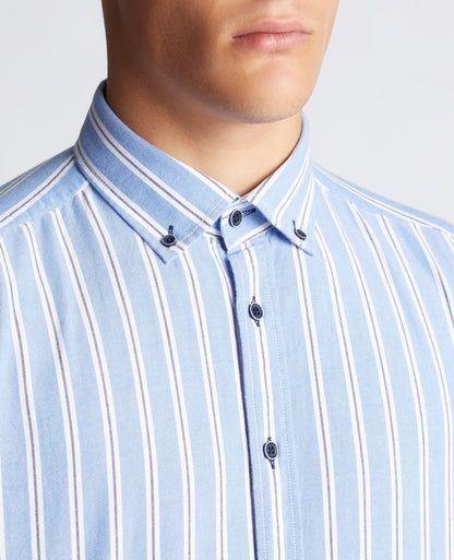 Tapered Fit Striped Cotton Shirt