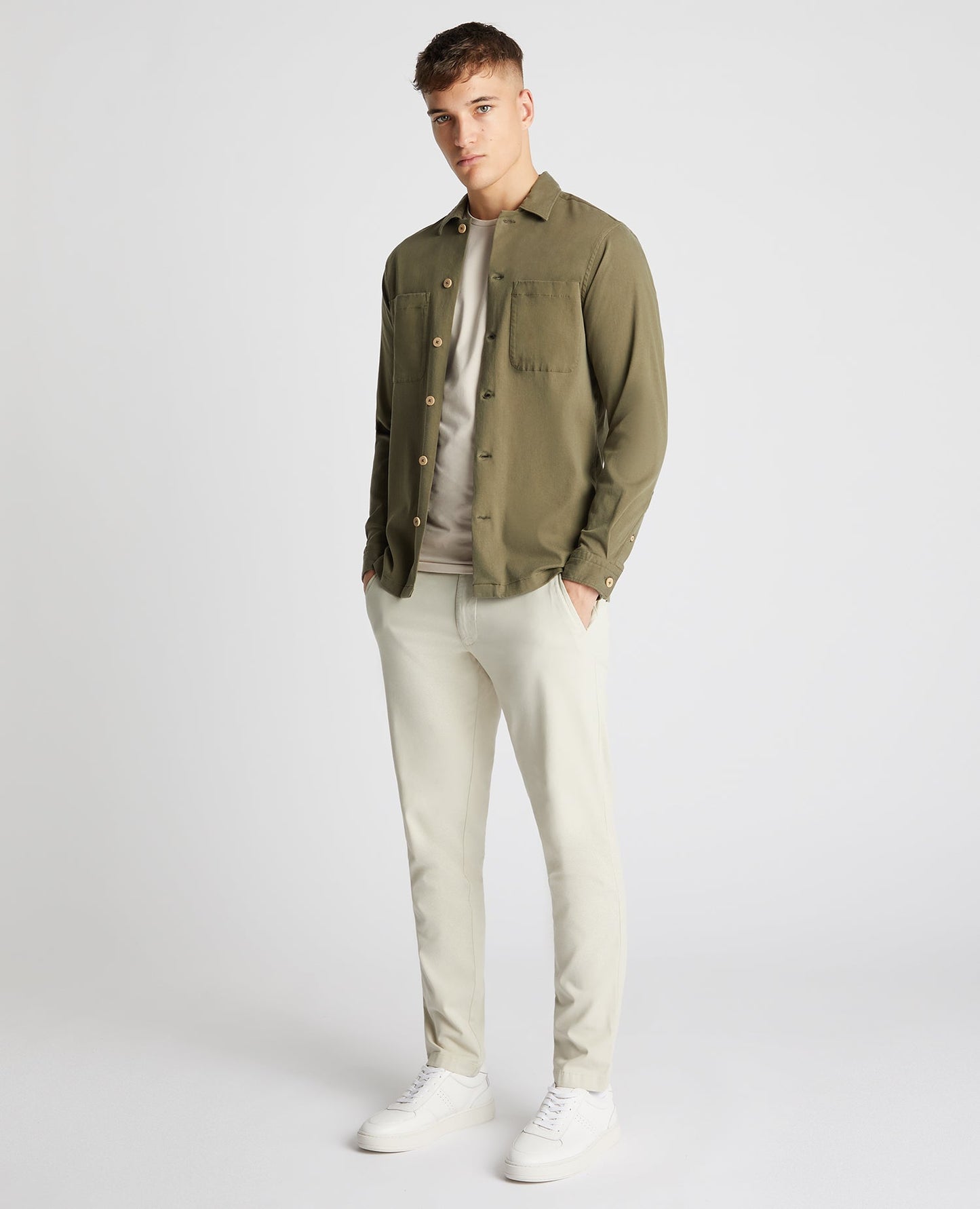 Tapered Fit Long Sleeve Tencel Overshirt