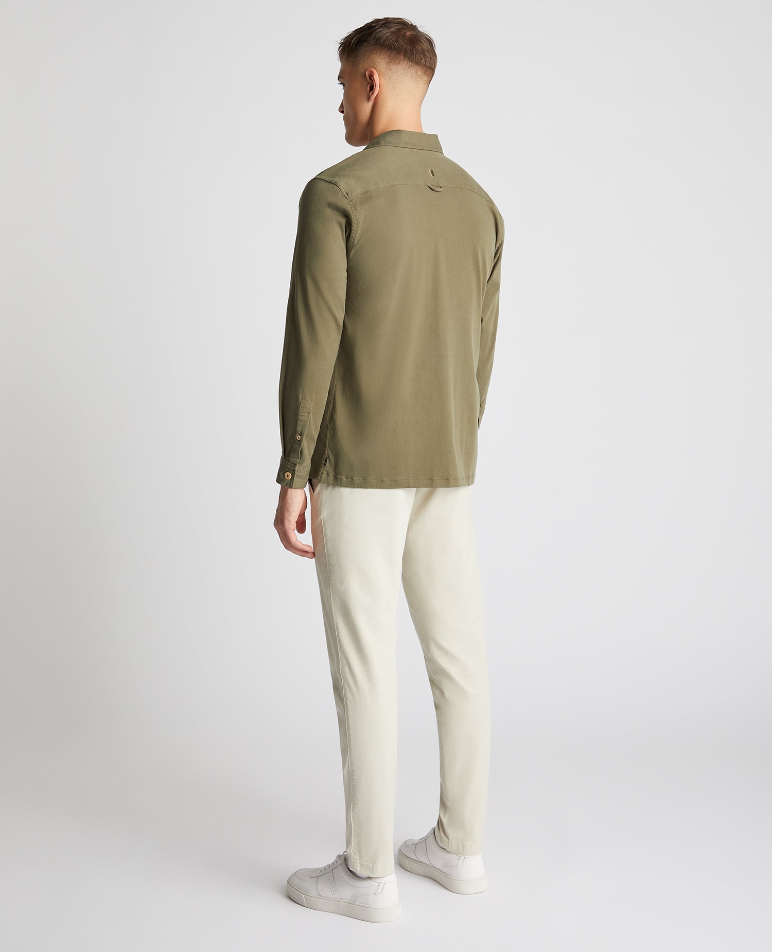 Tapered Fit Long Sleeve Tencel Overshirt