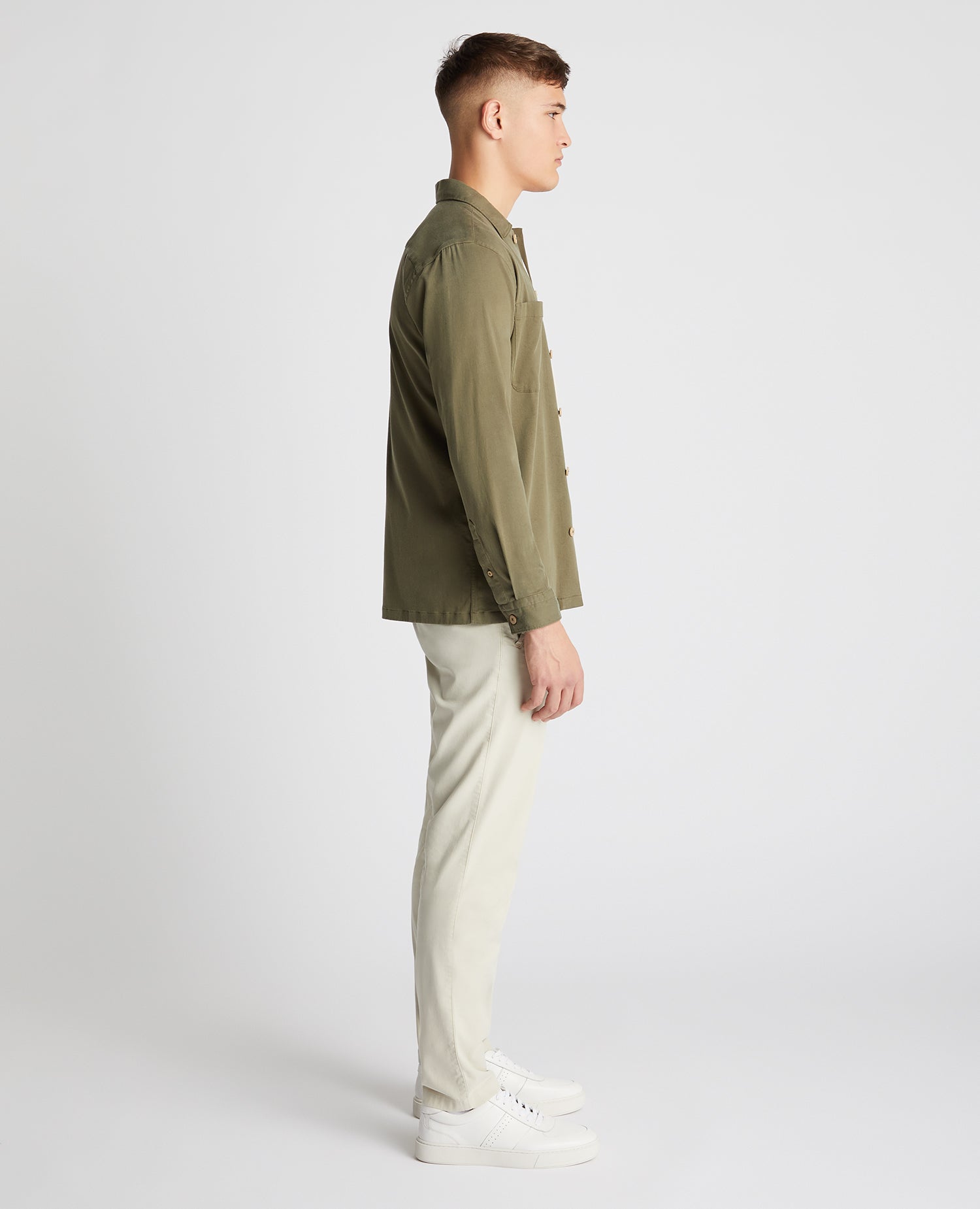 Tapered Fit Long Sleeve Tencel Overshirt