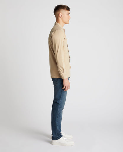 Tapered Fit Long Sleeve Tencel Overshirt