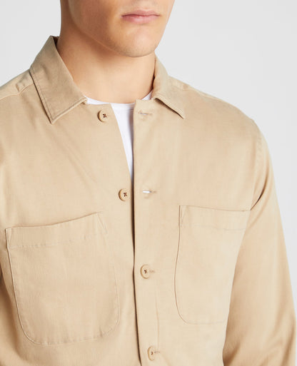 Tapered Fit Long Sleeve Tencel Overshirt