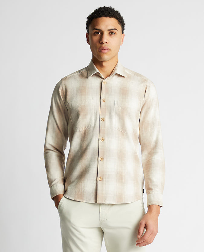 Tapered Fit Long Sleeve Checked Shirt